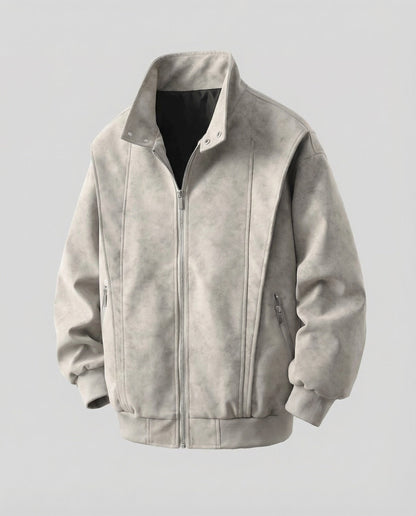Herren Veloursjacke Kurz Stehkragen