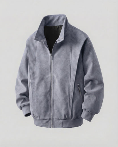 Herren Veloursjacke Kurz Stehkragen