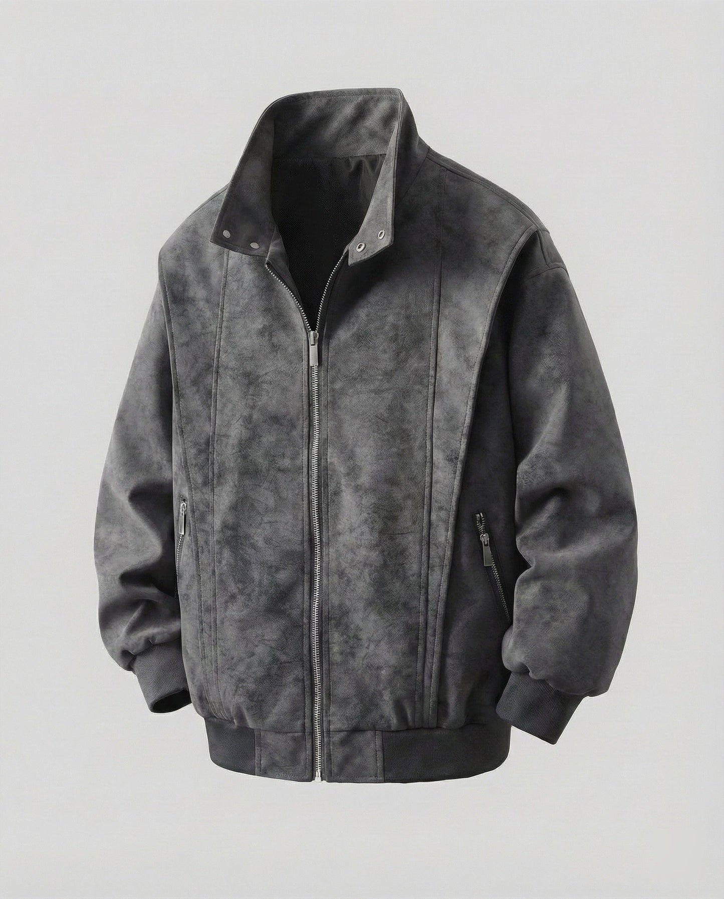 Herren Veloursjacke Kurz Stehkragen