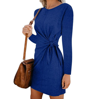 Damen Kurzarmkleid mit Knotendetail Eleganter Schnitt