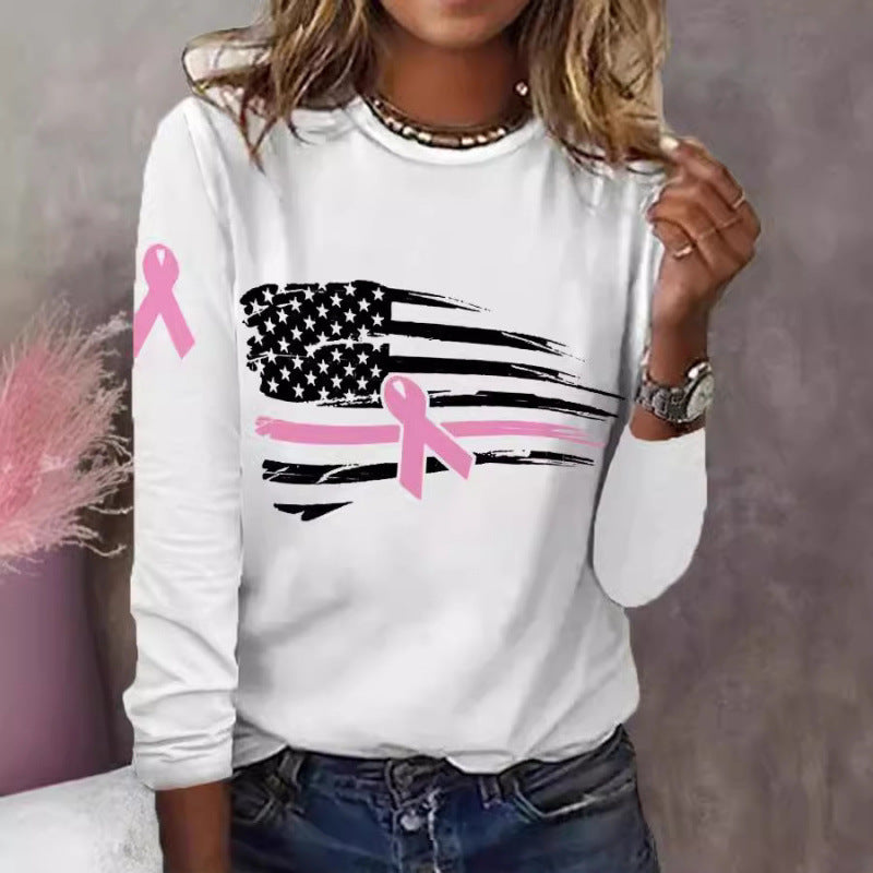 Damen T-Shirt Flaggen Schleifen Design Weiß
