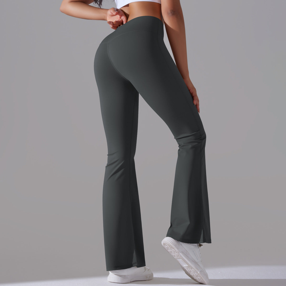 Damen Fitnesshose Flared High-Waist Sportleggings für Training