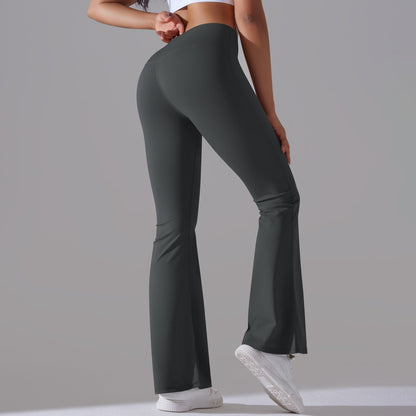 Damen Fitnesshose Flared High-Waist Sportleggings für Training