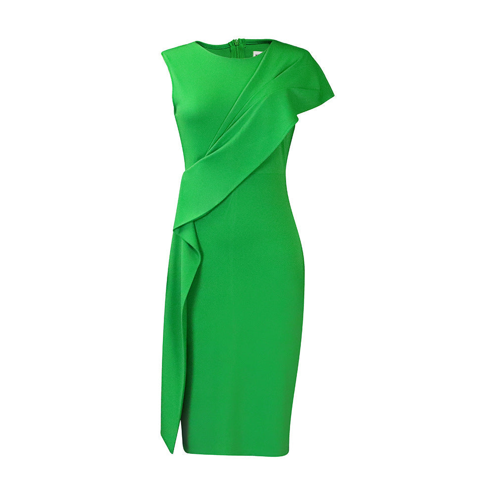 Damen Wickelkleid Asymmetrisch Drapierungsdesign Elegantes Design