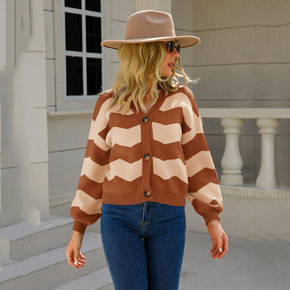 Damen Strickjacke Chevron-Muster Norvielle