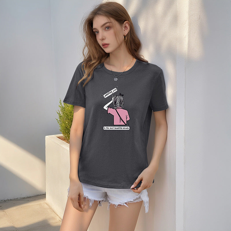 Damen Crop- mit Druck und Knotendetail