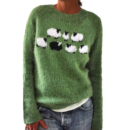 Damen Pullover Weiches Schaf-Motiv Norvielle