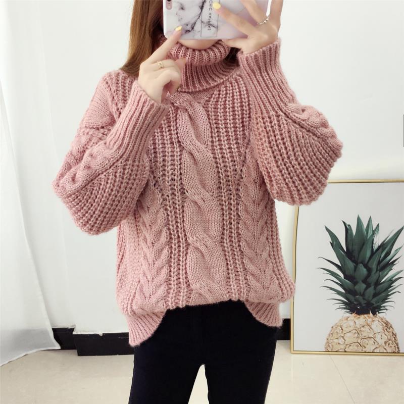 Damen Grobstrickpullover Rollkragen Zopfmuster Norvielle