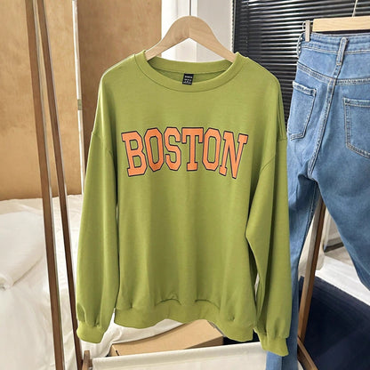 Damen Sweatshirt Lässig Mit Auffälligem Schriftzug Norvielle