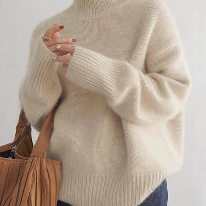 Damen Kaschmir Rollkragenpullover Weitschnitt Elegantes Norvielle - Norvielle