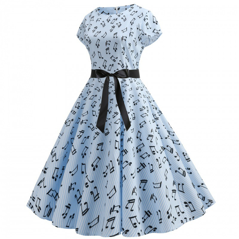 Damen Rockabilly Kleid Notenprint Norvielle