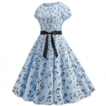Damen Rockabilly Kleid Notenprint Norvielle