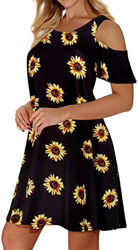 Damen Sommerkleid Florales Design Schulterfrei Norvielle