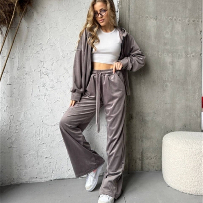 Damen Lounge-Set mit lockerer Jacke und weiten Hosen Norvielle - Norvielle