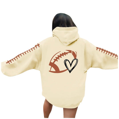 Damen Kapuzenpullover Football-Motiv Lässiger Schnitt