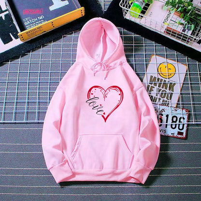 Damen Kapuzenpullover Fleece Herz-Design Weich Rosa