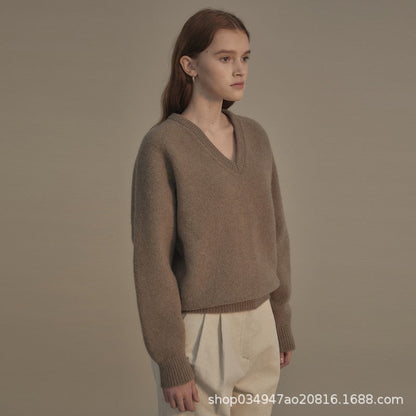 Damen Pullover V-Ausschnitt Weiches Strick Norvielle