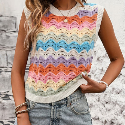 Damen Wellenmuster Strickoberteil Norvielle