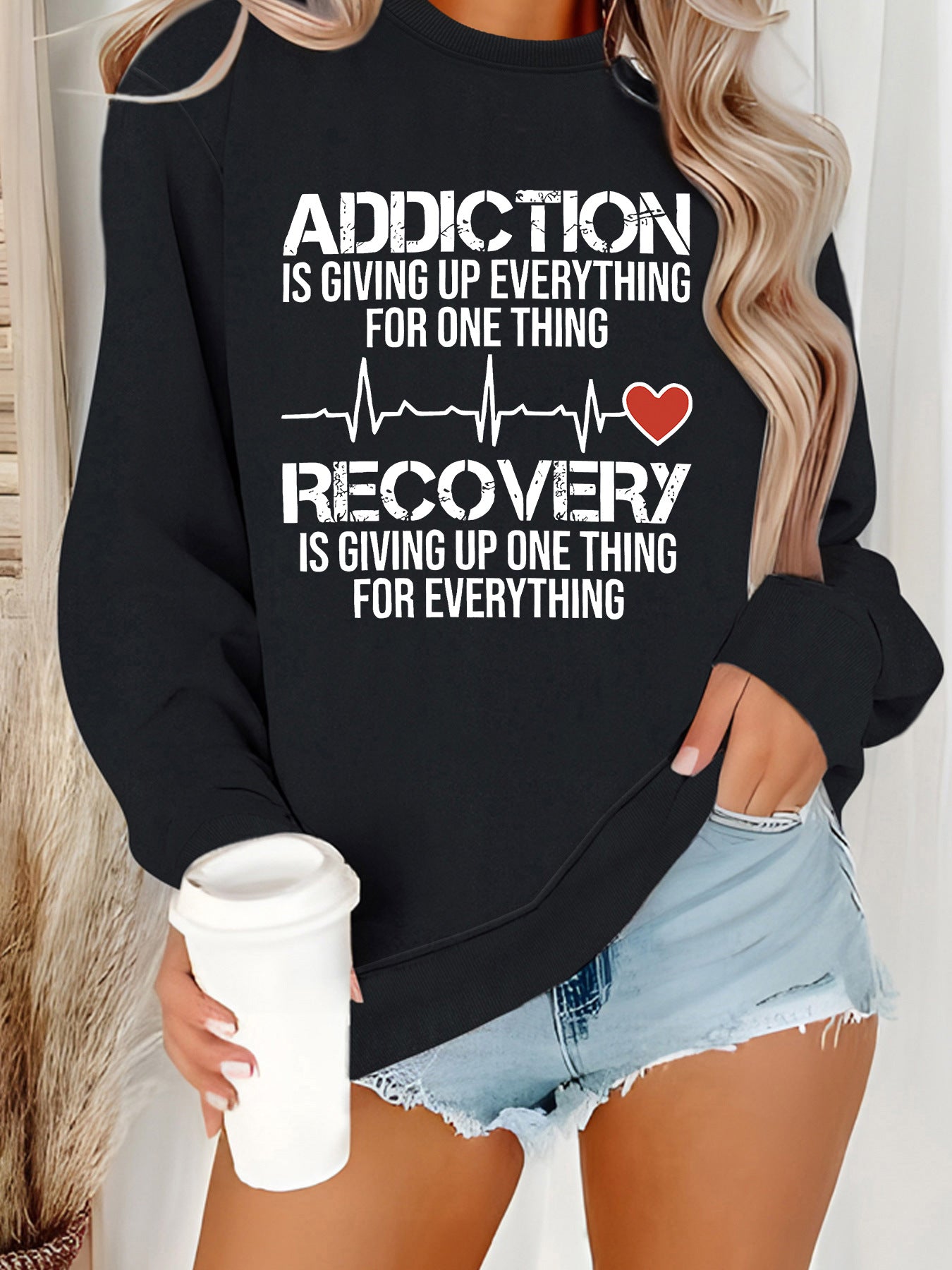 Damen Sweatshirt Lässiger Schnitt Baumwolle