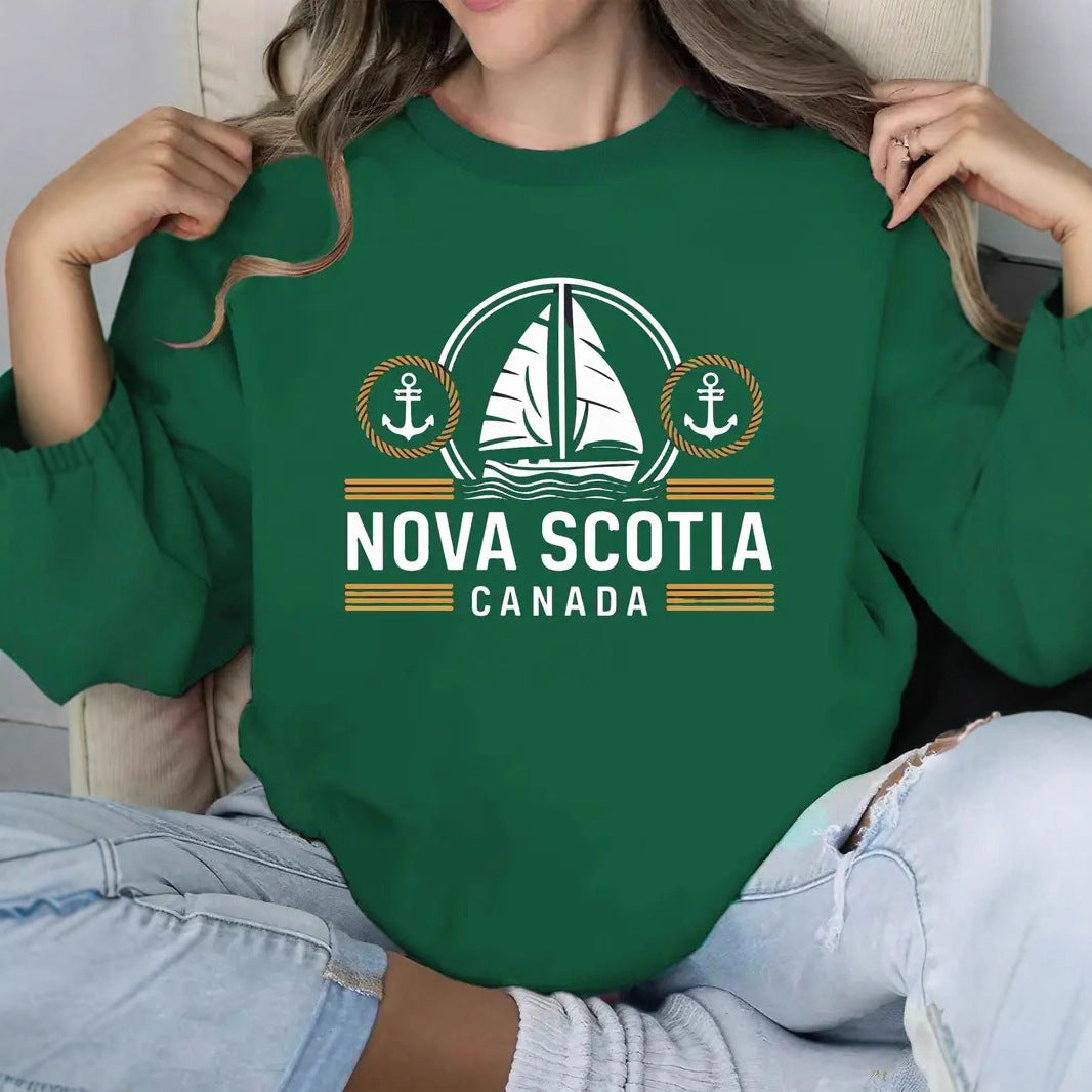 Damen Sweatshirt Maritimes Segelmuster Norvielle