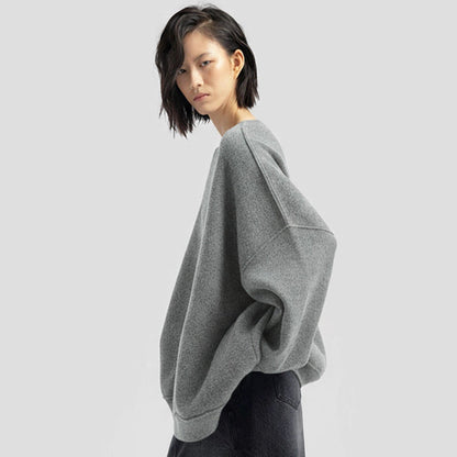 Damen Oversized Strickpullover V-Ausschnitt