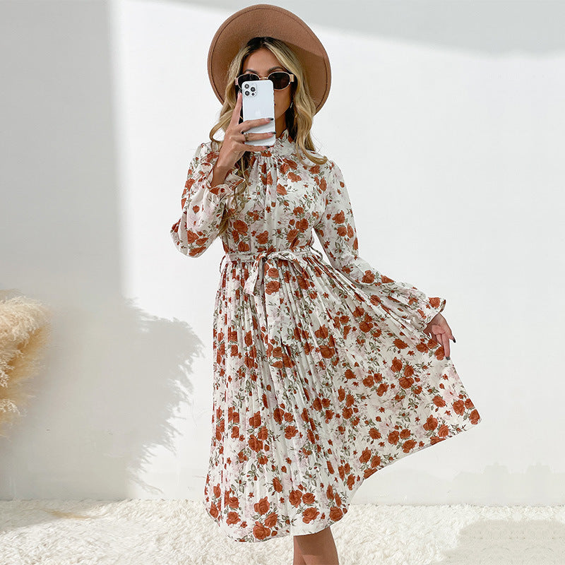 Damen Wickelkleid Midi Floralmuster Rüschen Elegant