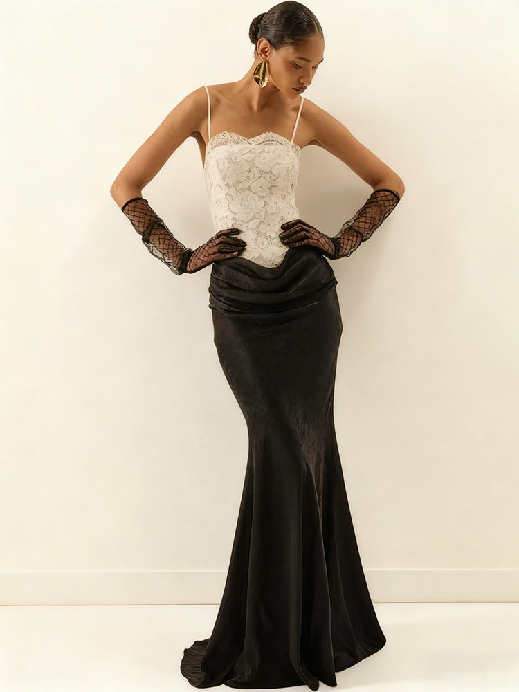 Damen Abendkleid Korsett-Design schickes Schößchen Langer Saum