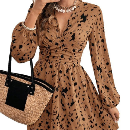Damen Mini-Kleid mit Puffärmeln Rüschen Norvielle