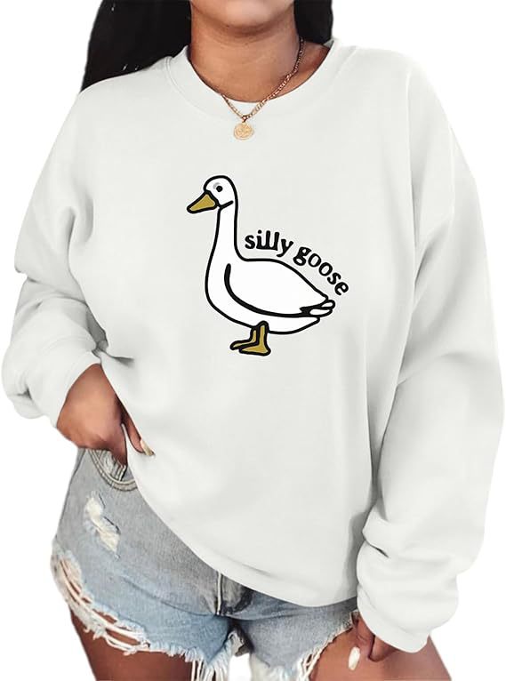 Damen Sweatshirt Entenmotiv Lässig Grün