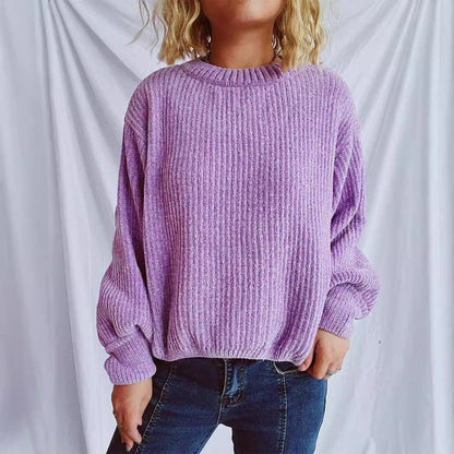 Damen Grobstrickpullover Weite Ärmel Strukturiert Beige Norvielle - Norvielle
