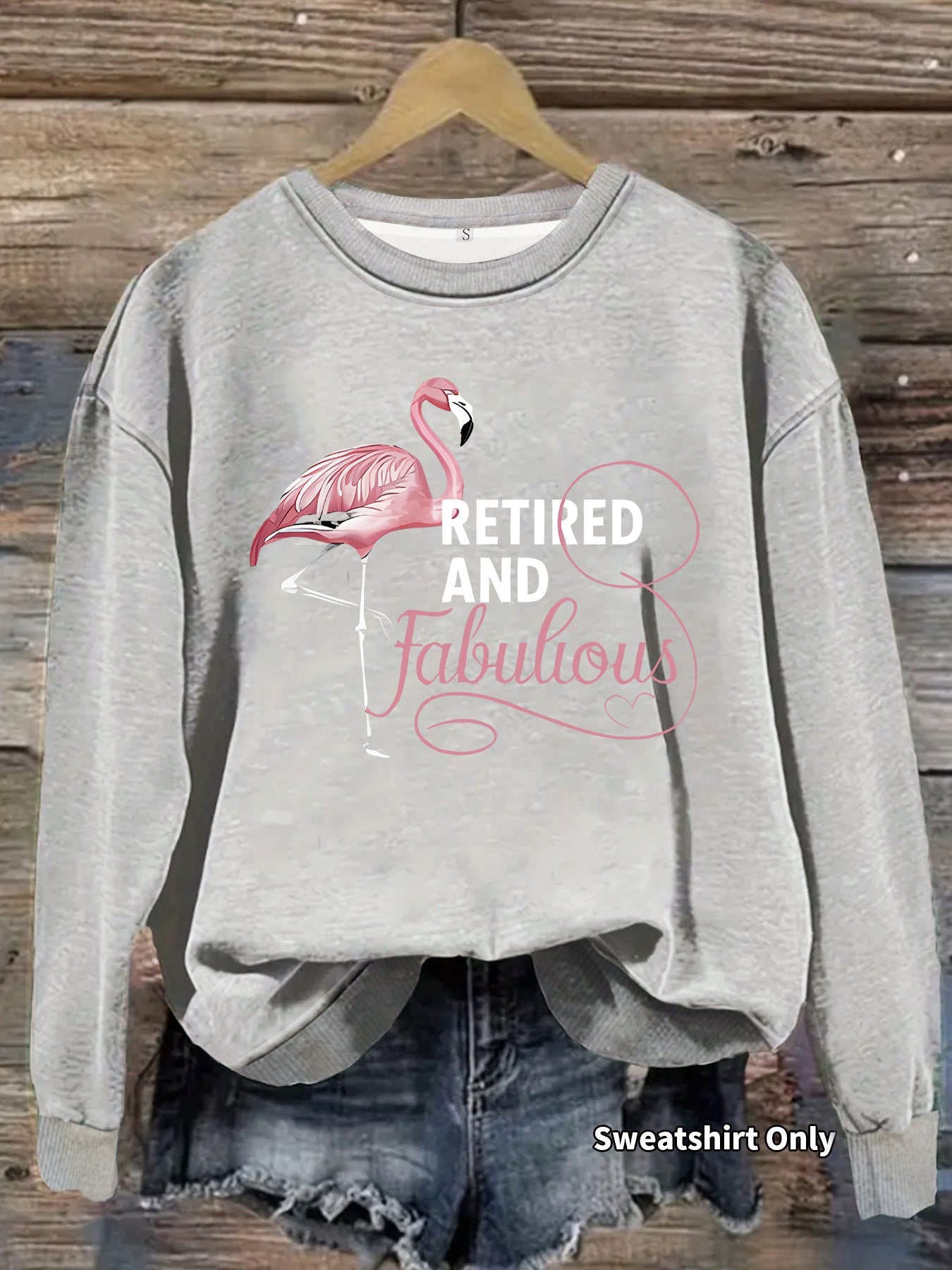 Damen Sweatshirt Flamingo Motiv Weich Rosa