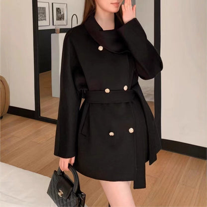 Damen Kurzjacke Asymmetrischer Kragen Goldknöpfe