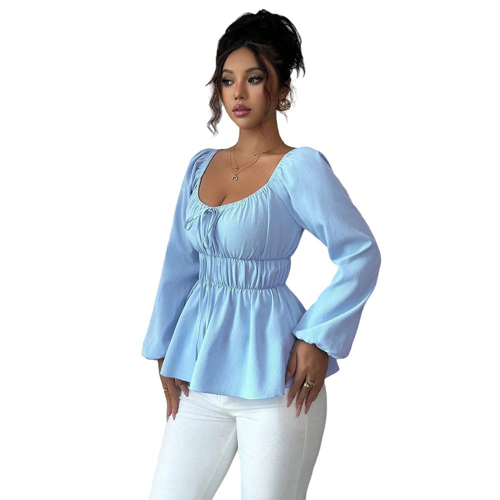 Damen Bluse mit Tailleneinsatz und Volumenärmeln Norvielle