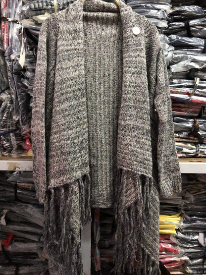 Damen Poncho mit Fransen Gemütlich Norvielle
