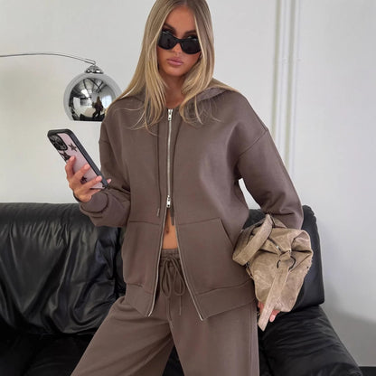 Damen Lounge-Set Baumwolle Entspannter Schnitt Beige - Norvielle