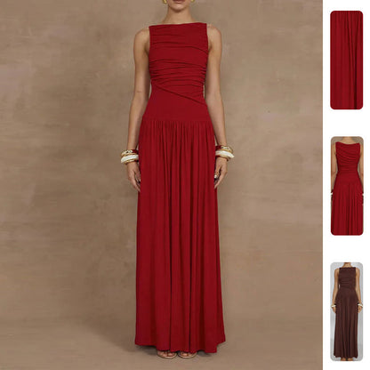 Damen Maxikleid Raffiniertes Raffung Design Norvielle - Norvielle