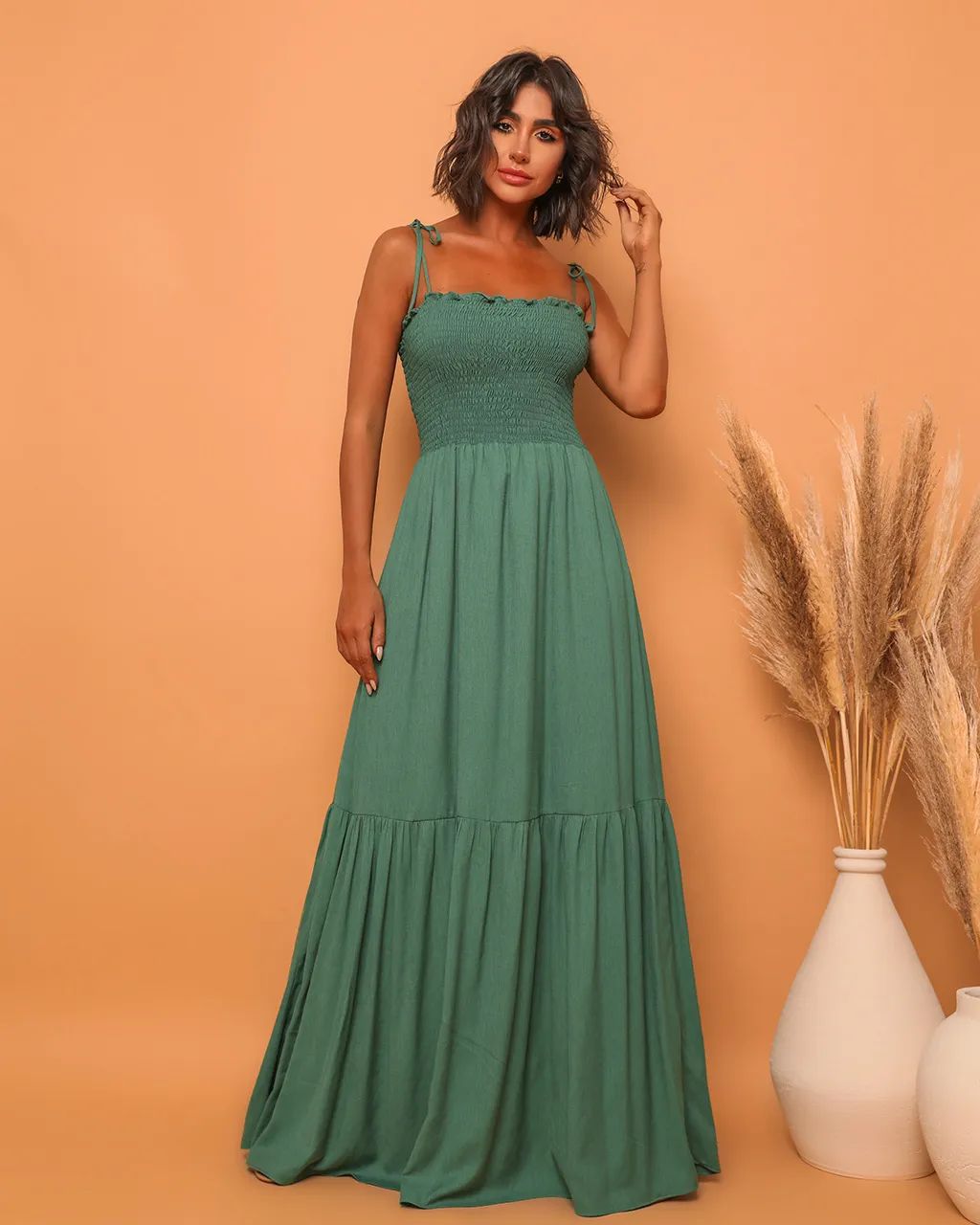 Damen Maxikleid Elastisch Verspieltes Bindeband Norvielle