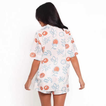 Damen Set Kurze Bluse Shorts Fruchtig Norvielle