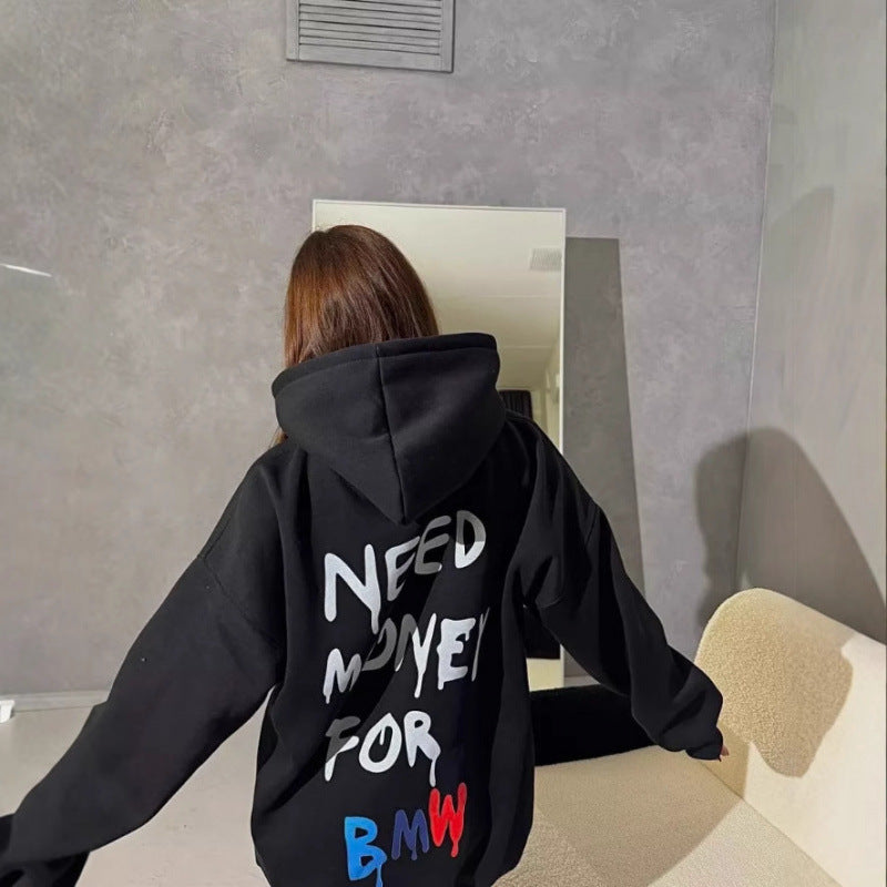 Damen Oversized Hoodie Stylischer Schriftzug Norvielle - Norvielle