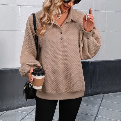 Damen Pullover Strukturiert Knopfleiste Beige