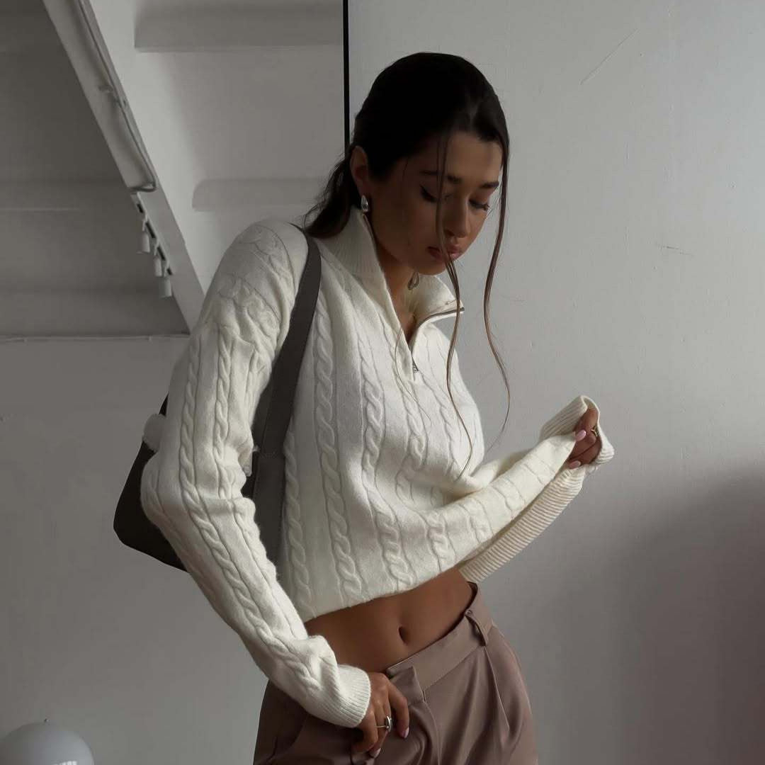 Damen Strickpullover Hochgeschlossener Kragen Norvielle