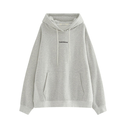 Damen Hoodie Lässiger Schnitt Kängurutasche Grau