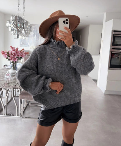 Damen Rollkragenpullover Voluminöse Ärmel Norvielle