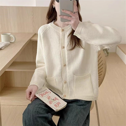 Damen Strickjacke Hochwertige Strickstruktur Praktische Taschen