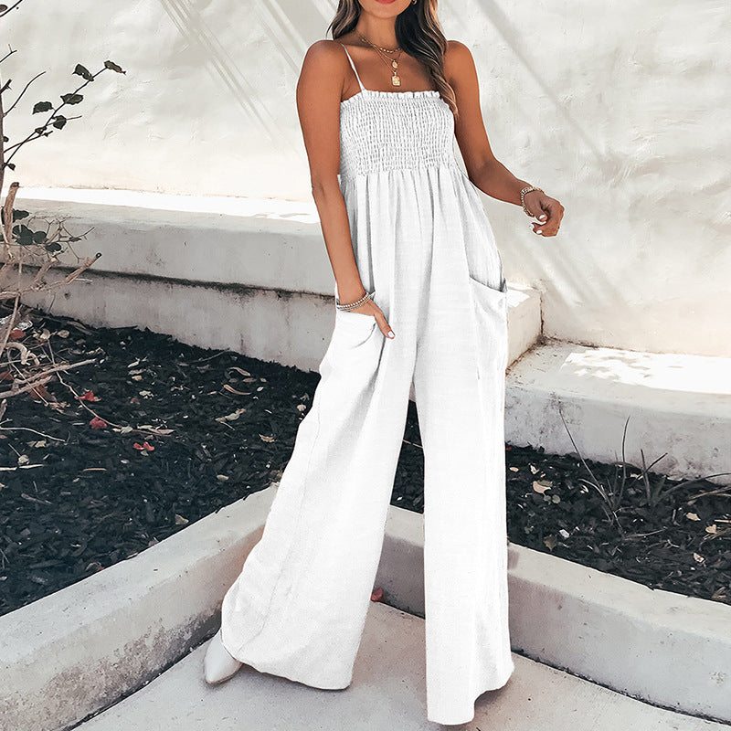 Damen Jumpsuit Weites Bein Elastisch Norvielle