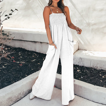 Damen Jumpsuit Weites Bein Elastisch Norvielle
