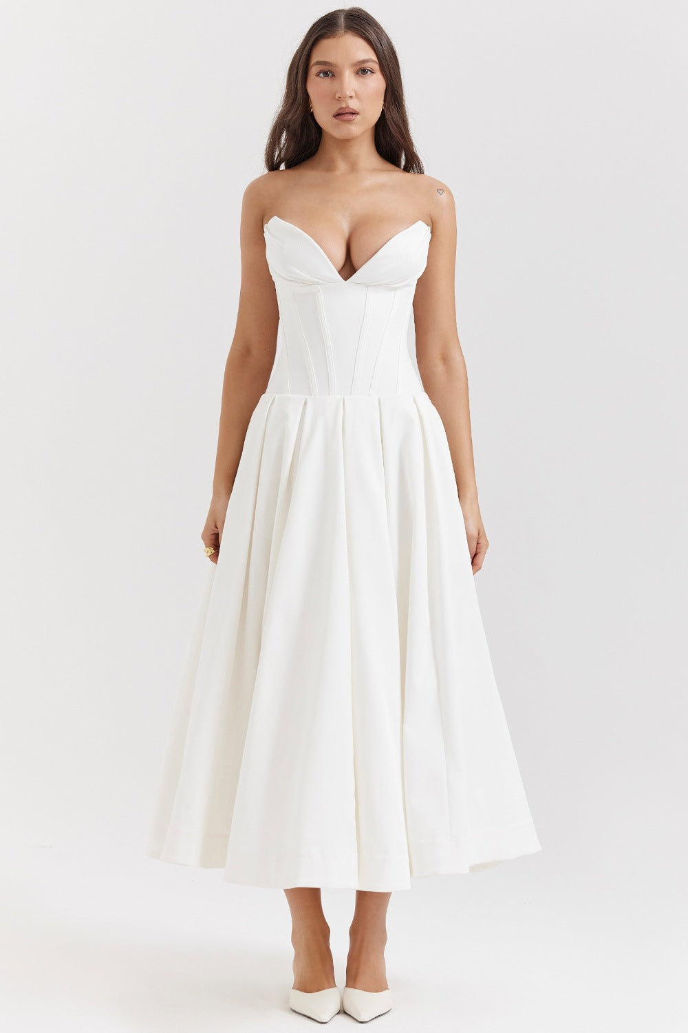 Damen Maxikleid Elegant Herz-Ausschnitt Schwingender Rock Norvielle