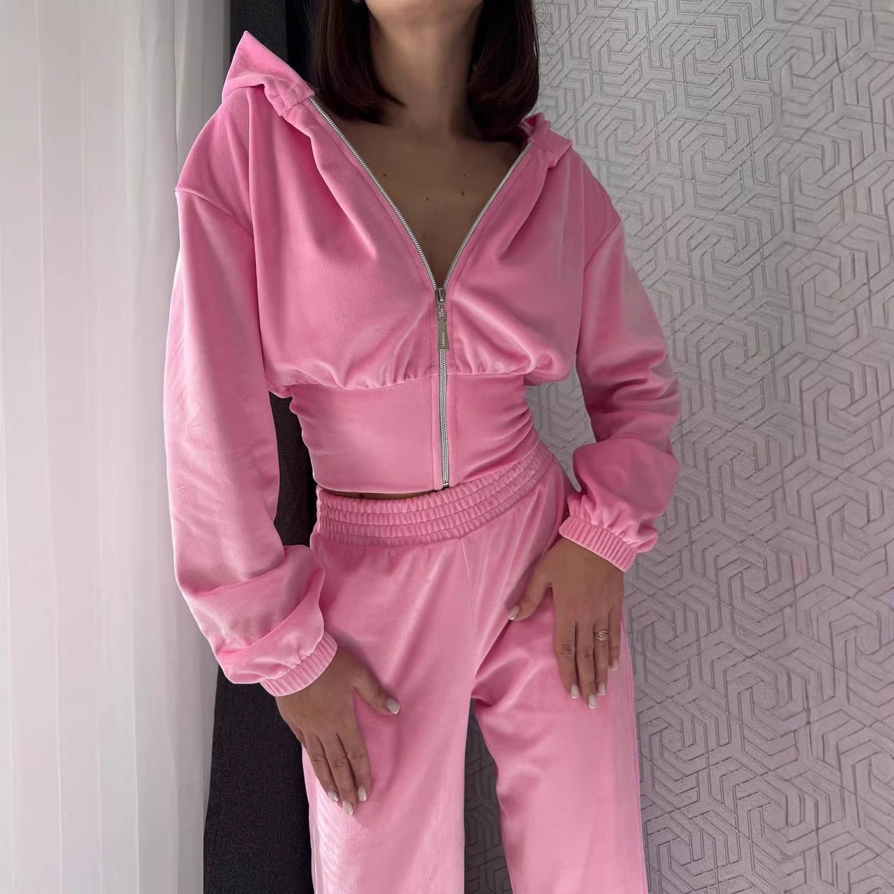 Damen Lounge-Set mit Kapuze elastischer Bund Norvielle