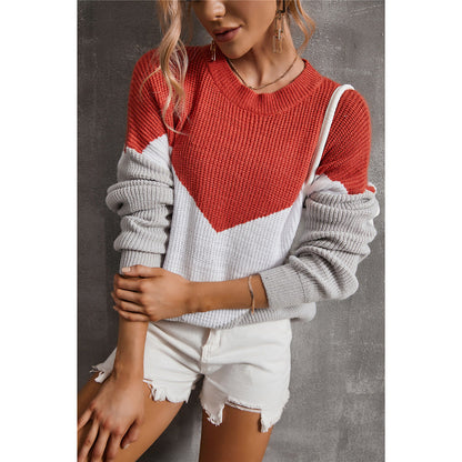 Damen Strickpullover V-Ausschnitt Grafikdesign Norvielle