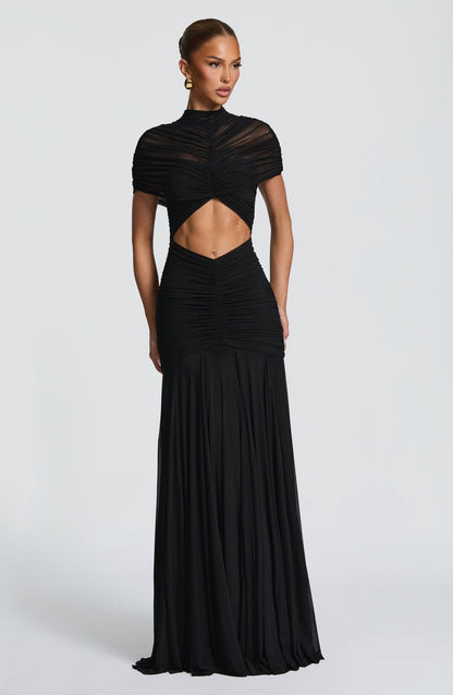 Damen Abendkleid Cut-Out-Design Faltenstoff